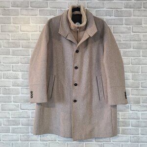 UWM Wool Cashmere Suede Leather Sherpa Mens Overcoat Italy Size 58 Quiet Luxury